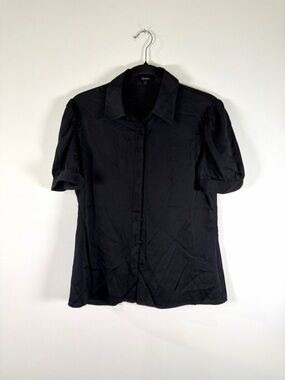 Quince Women's Black Short-Sleeve Button-Down Shirt
